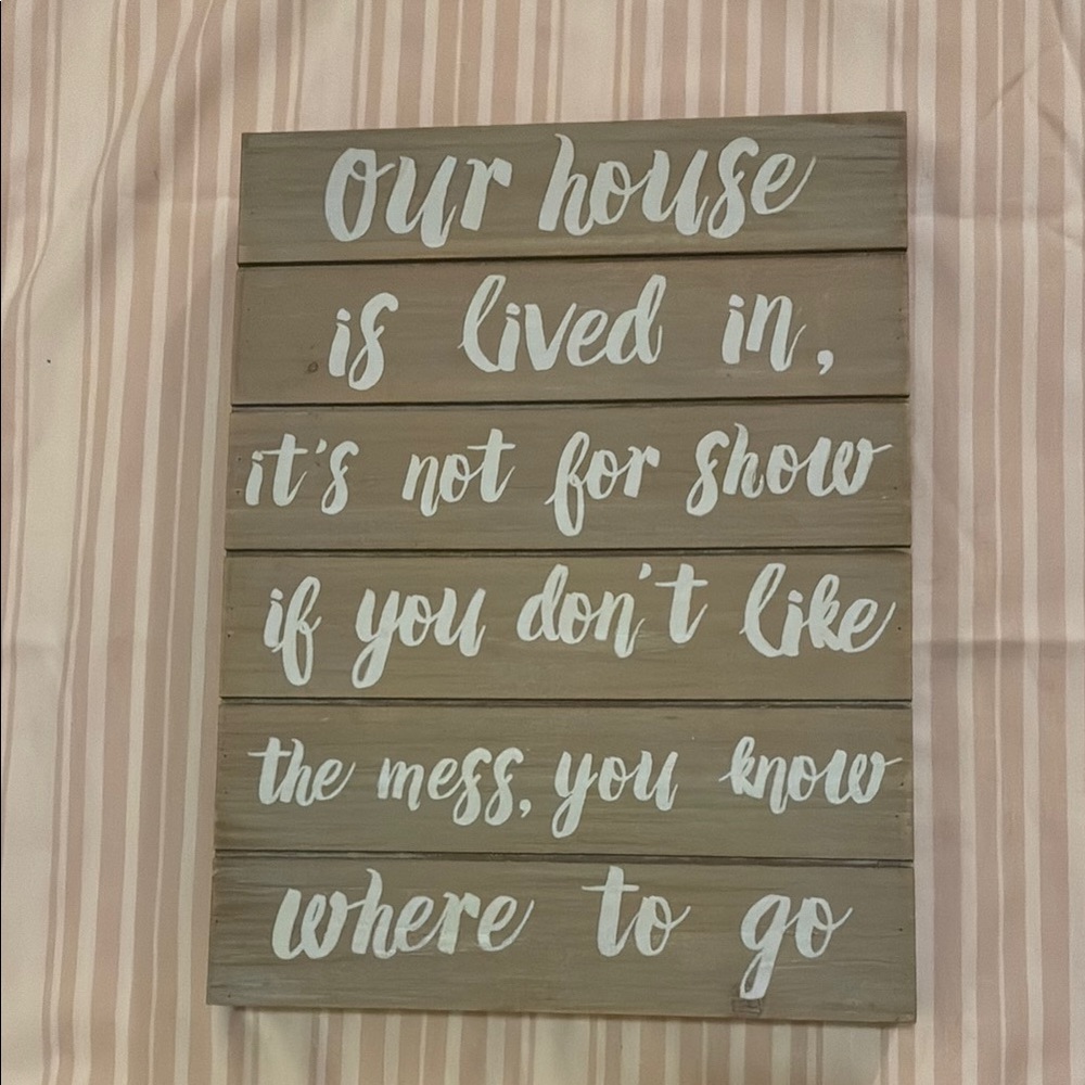 NWT’s Rustic Brown Wall Sign with White Text- our home